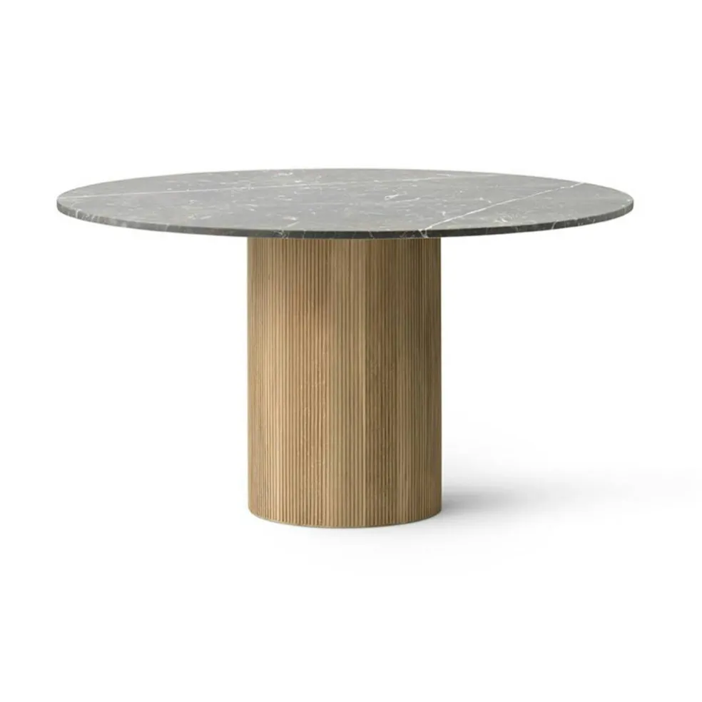 494 Cabin Bord Ø130 cm, Grå Marmor / Ljus Ek