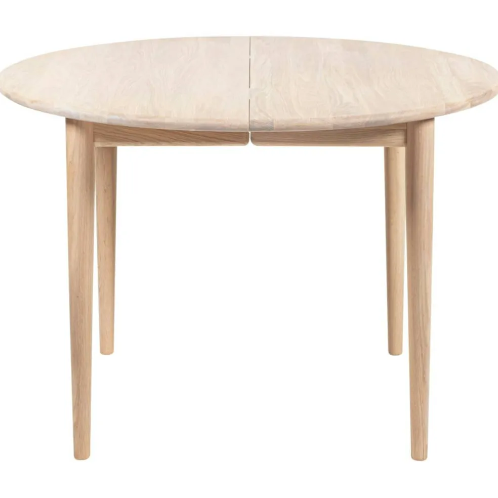 893 Matbord Förlängningsbar Ø120 cm, Vitoljad Ek
