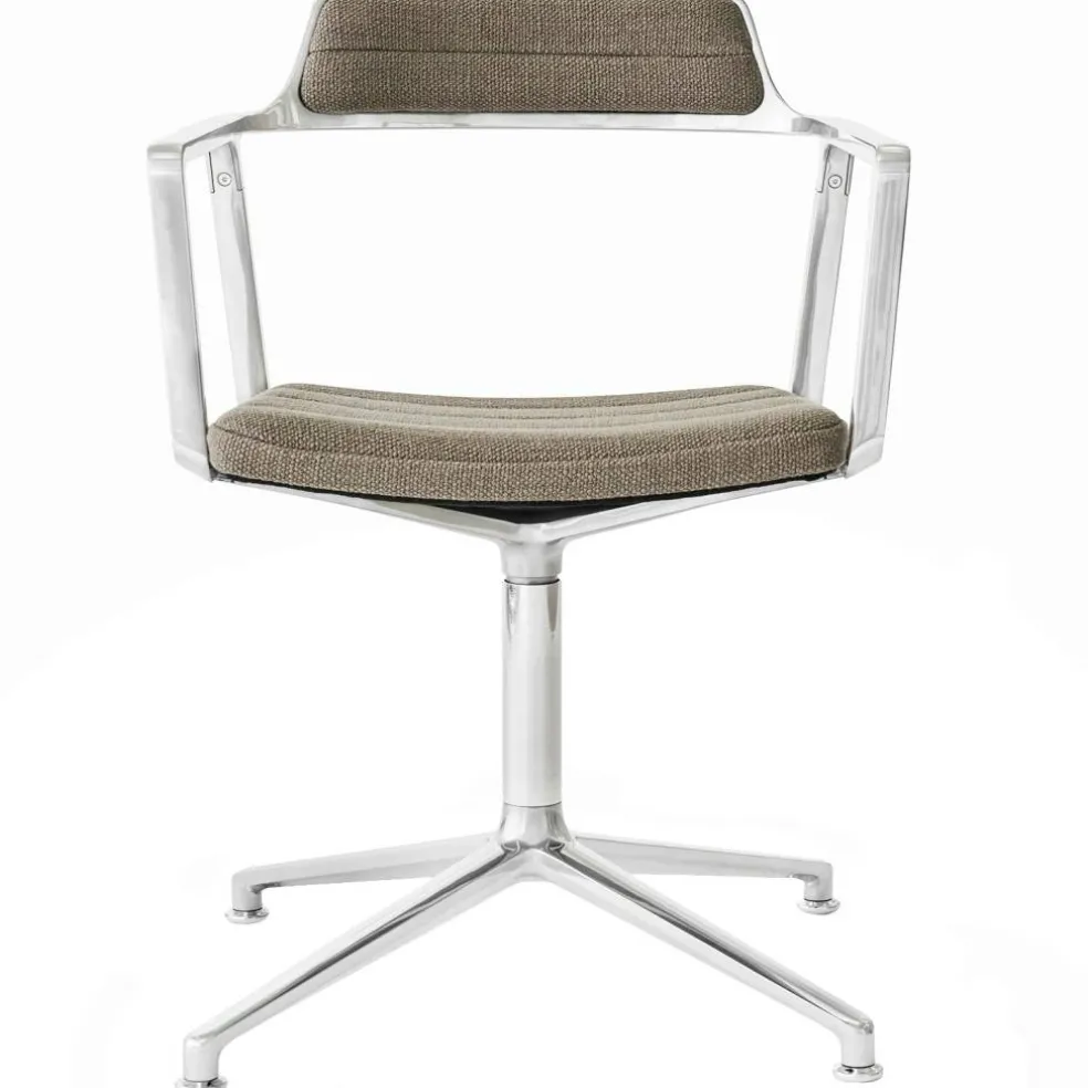 452 Snurrstol Med Fötter, Mörk Sand / Polerad Aluminium