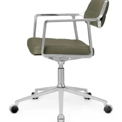 453+ Snurrstol Med Hjul, Polerad Aluminium / Bosco Green Läder