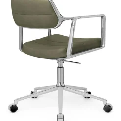 453+ Snurrstol Med Hjul, Polerad Aluminium / Bosco Green Läder