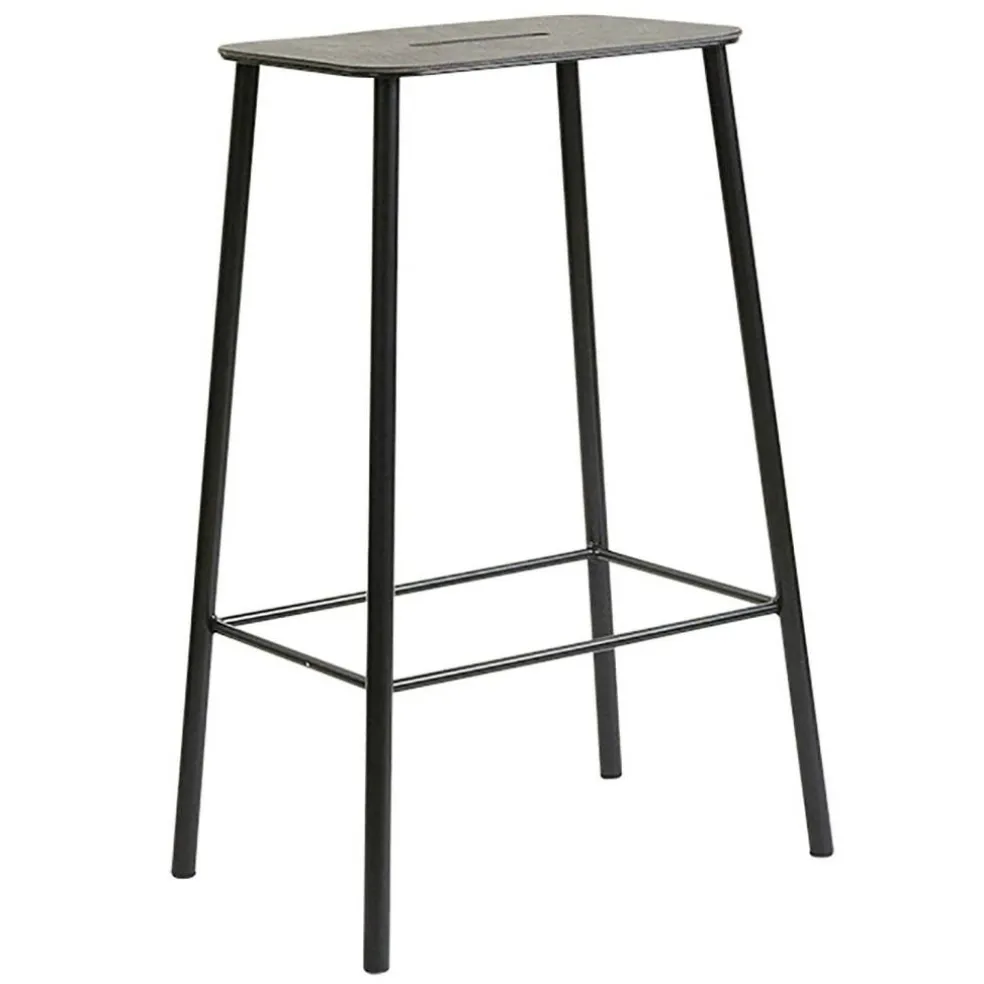 Adam Barstol 65 cm, Svart Läder/Matt Svart