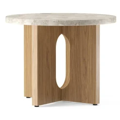 Androgyne, Sidobord Ø50 cm, Kunis Breccia Sten / Naturlig Ek