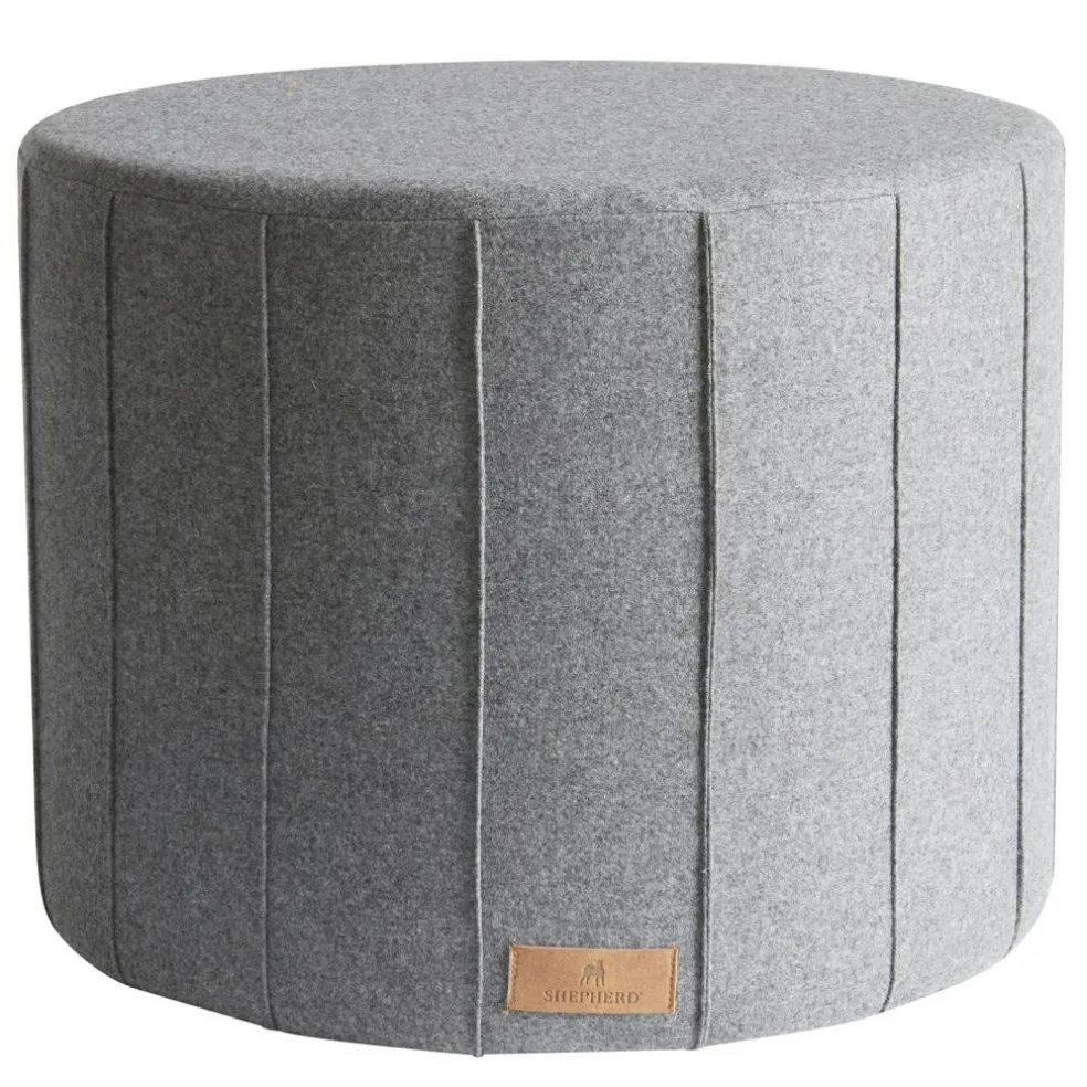 Anja Rund Ullpuff 50x40cm, Granit