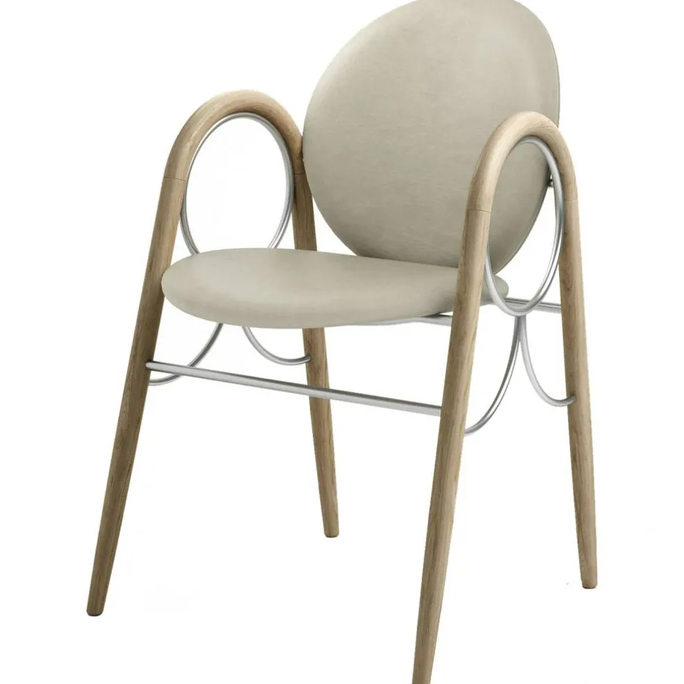 Arkade Karmstol, Vitoljad Ek / Läder Oyster