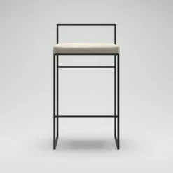 Barstol Med Ryggstöd 80 cm, Svart / Beige Sammet