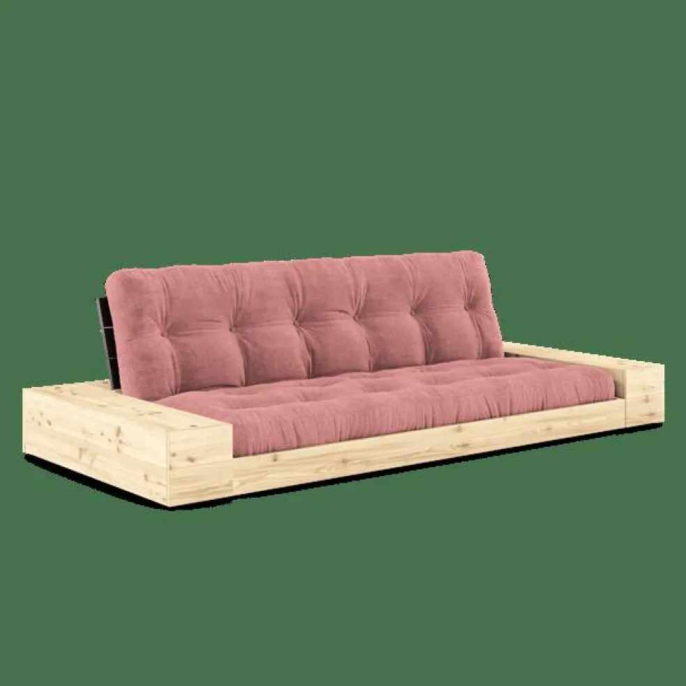 Bas Bäddsoffa Med Sidolåda & 5-Lagers Madrass Svart Natt/Rosa