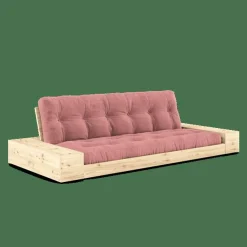Bas Bäddsoffa Med Sidolåda & 5-Lagers Madrass Transparent/Rosa