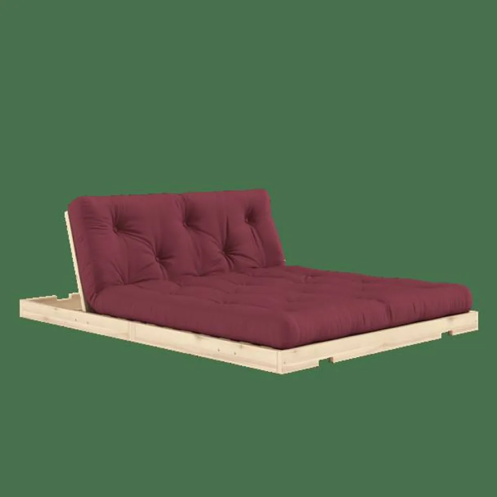 Bäddsoffa Med Madrass 140x200 Bordeaux/Raw