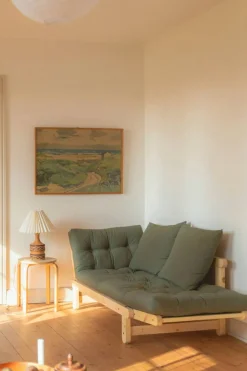 Beat Soffa Med Madrass, Lackerad / Oliv