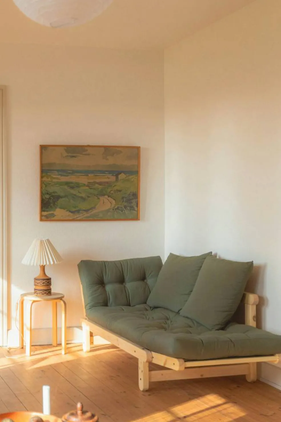 Beat Soffa Med Madrass, Lackerad / Oliv