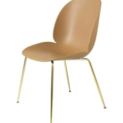 Beetle Dining Chair, Conic Base Brass/Amber Brown
