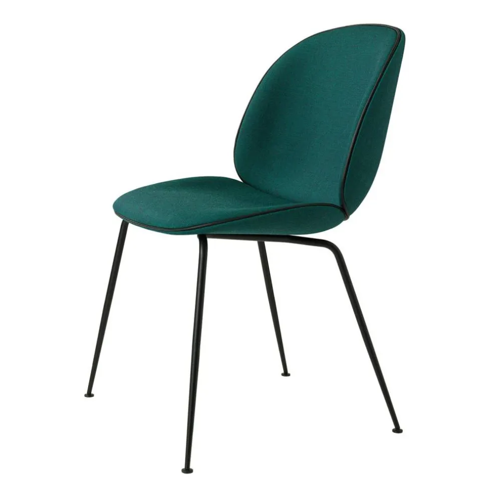 Beetle Stol Helklädd, Conic Base Svart, Canvas 984/Svart Läder