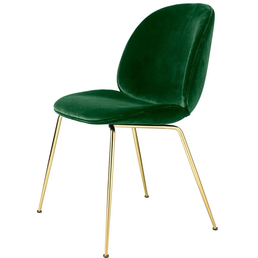 Beetle Stol Helklädd, Conic Base Mässing, Velluto Cotone 234