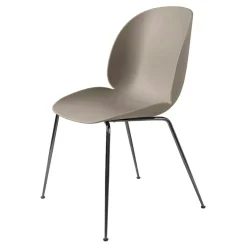 Beetle Stol Oklädd, Conic Base Svartkromad, Beige