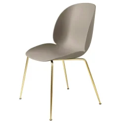 Beetle Stol Oklädd, Conic Base Mässing, Beige