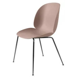 Beetle Stol Oklädd, Conic Base Svartkromad, Puderrosa