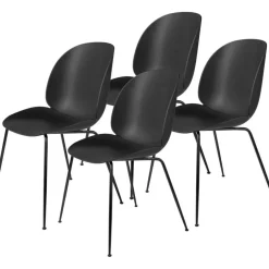Beetle Stol Oklädd, Conic Base Svart, 4-Pack, Svart