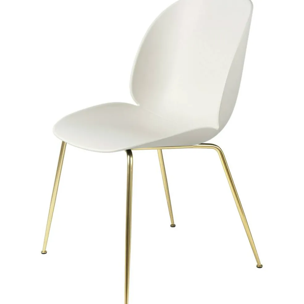 Beetle Stol Oklädd Conic Base, Alabaster White