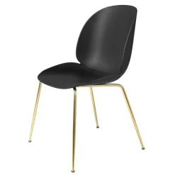 Beetle Stol Oklädd, Conic Base Mässing, Svart