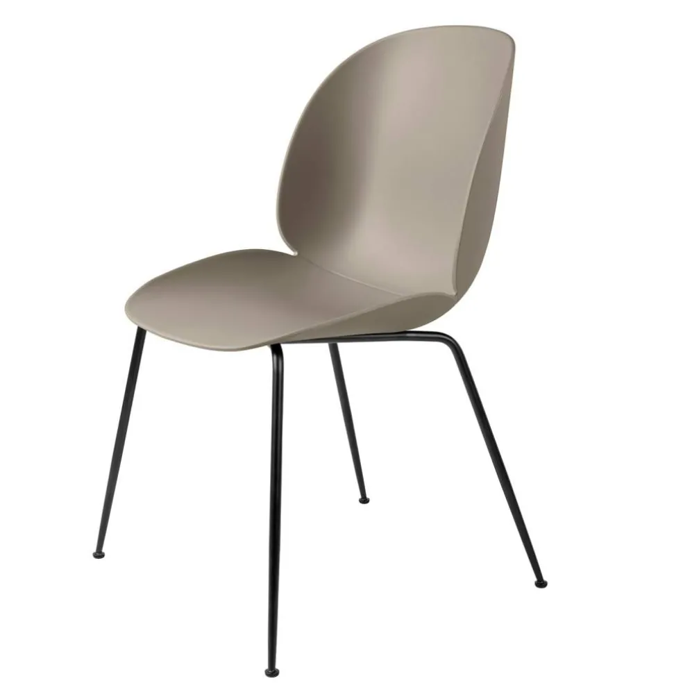 Beetle Stol Oklädd, Conic Base Svart, Beige