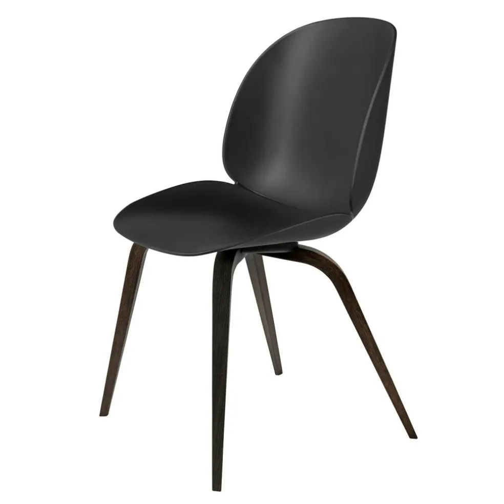 Beetle Stol Oklädd, Wood Base Rökt Ek, Svart