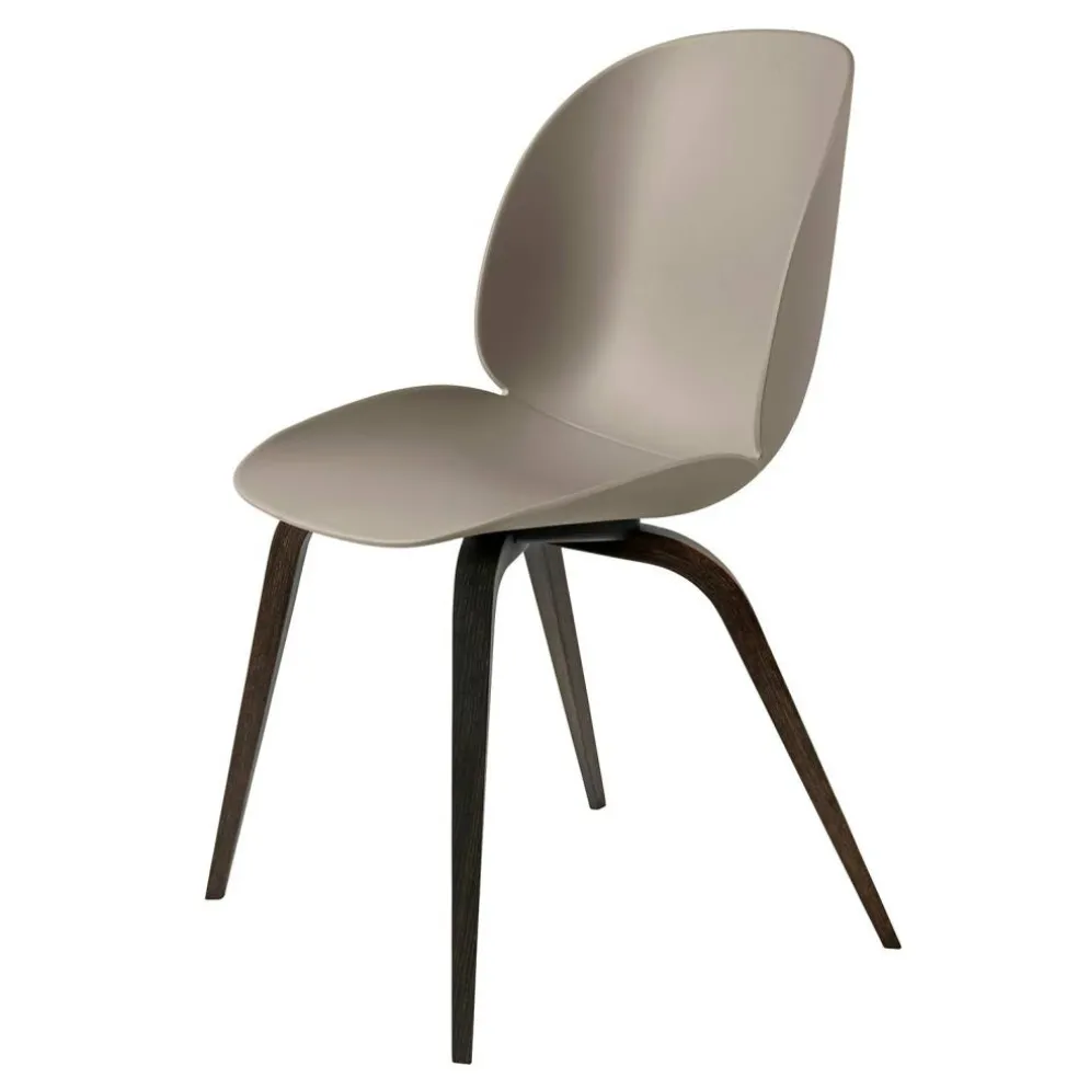 Beetle Stol Oklädd, Wood Base Rökt Ek, Beige