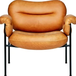 Bollo Loungestol, Svarta Ben / Skinn Vintage Cognac