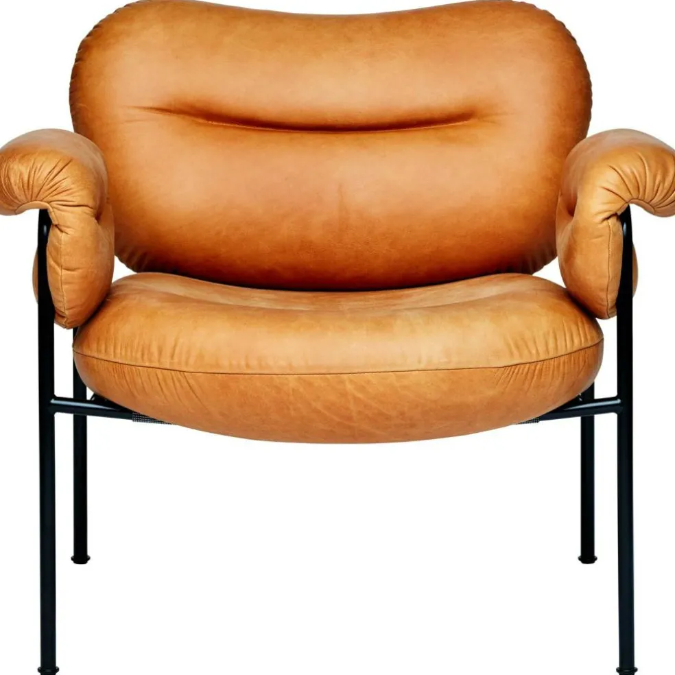 Bollo Loungestol, Svarta Ben / Skinn Vintage Cognac