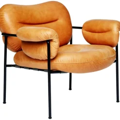 Bollo Loungestol, Svarta Ben / Skinn Vintage Cognac