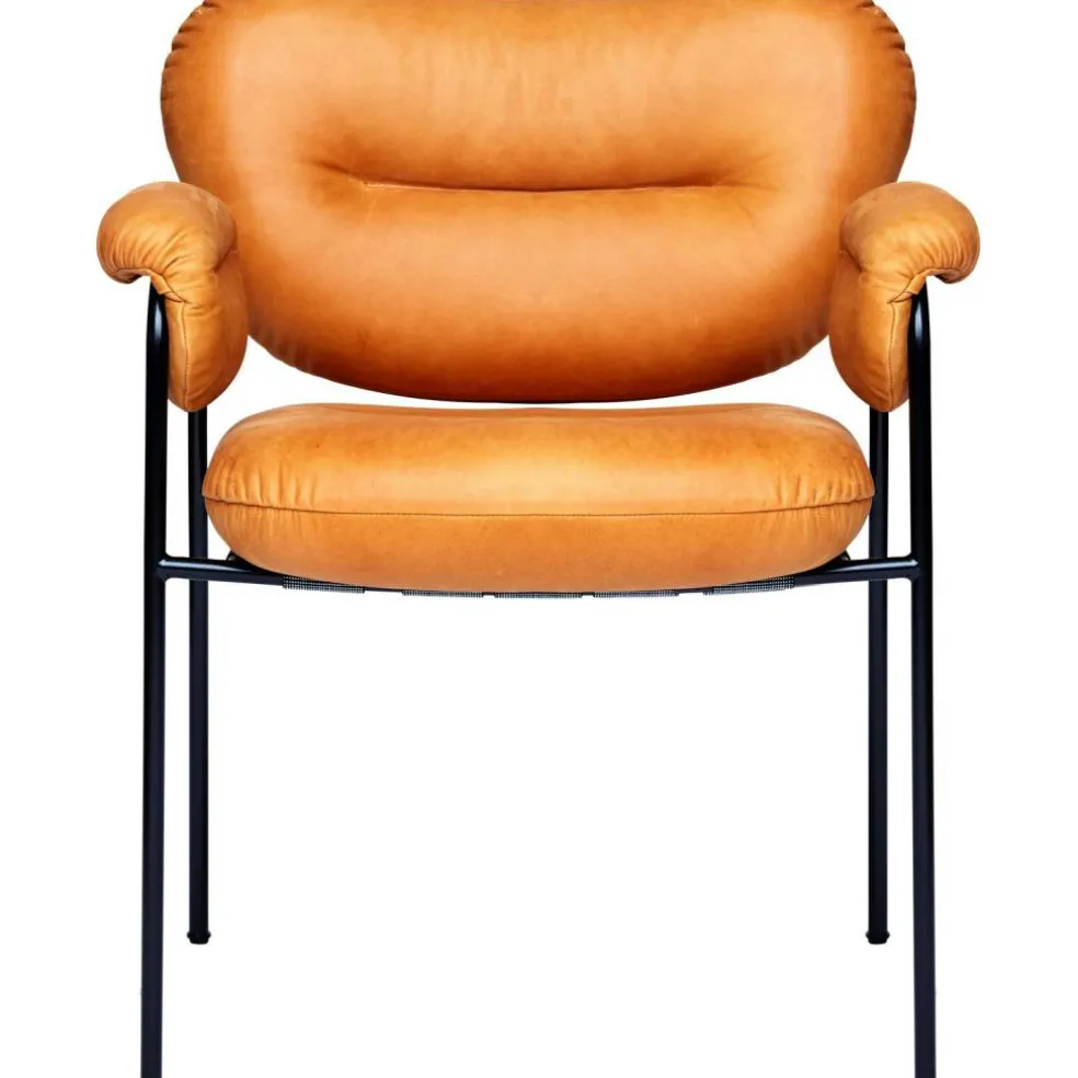 Bollo Stol, Svarta Ben / Skinn Vintage Cognac