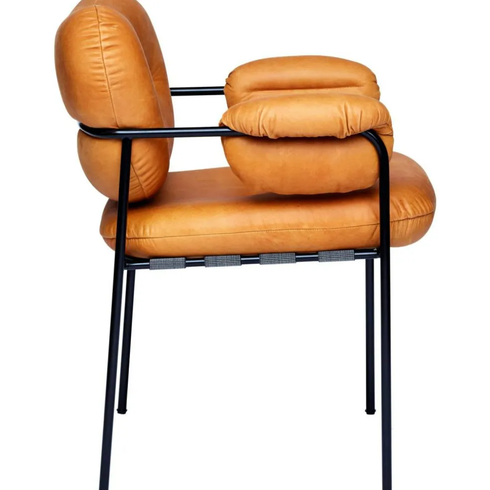 Bollo Stol, Svarta Ben / Skinn Vintage Cognac