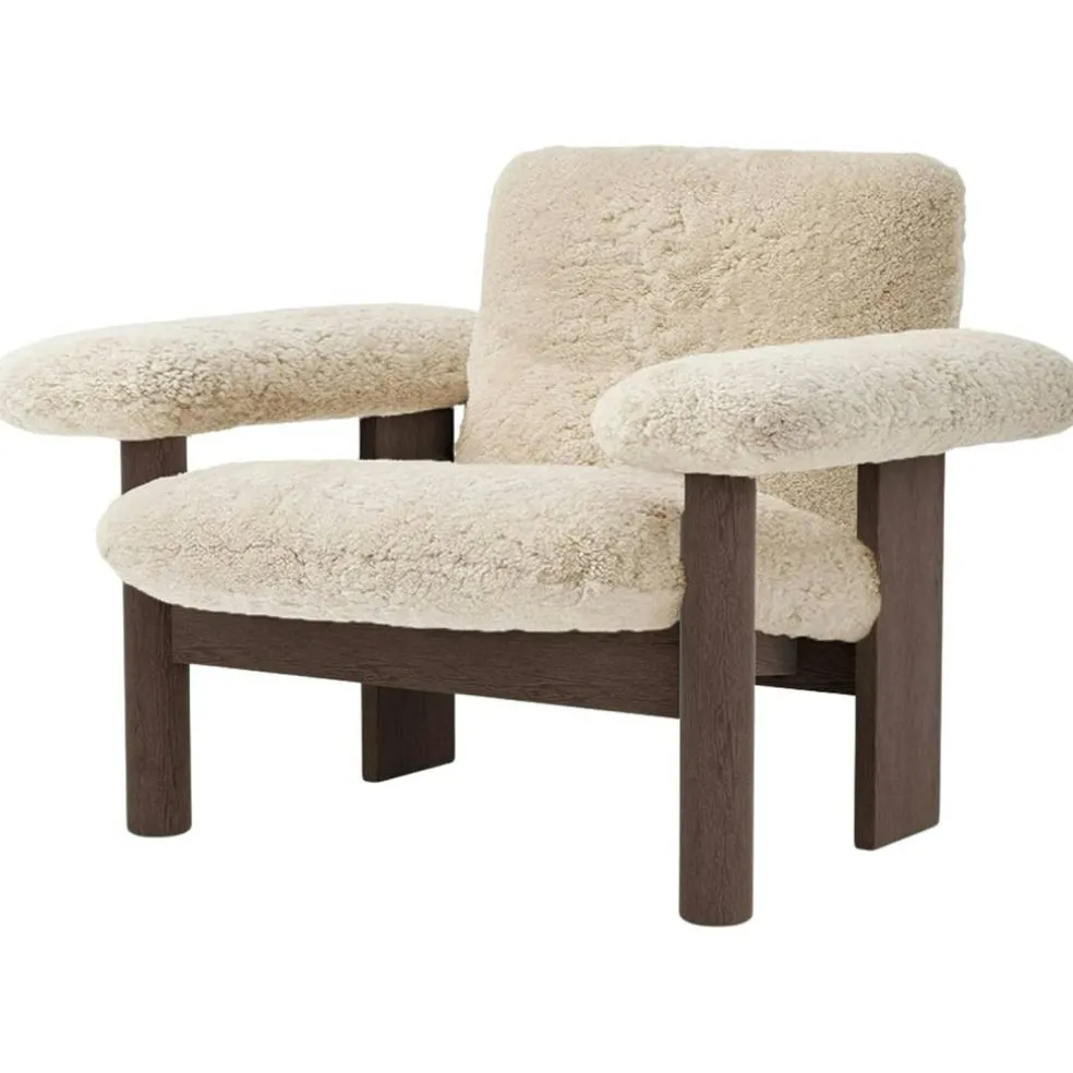 Brasilia Fåtölj Låg Rygg, Mörkbetsad Ek / Sheepskin Nature