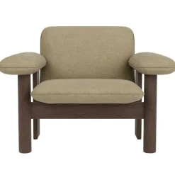 Brasilia Fåtölj Låg Rygg, Mörkbetsad Ek / Bouclé 02 Beige