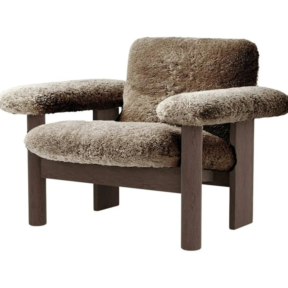 Brasilia Fåtölj Låg Rygg, Mörkbetsad Ek / Sheepskin Sahara