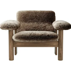 Brasilia Fåtölj Låg Rygg, Walnut / Sheepskin Sahara