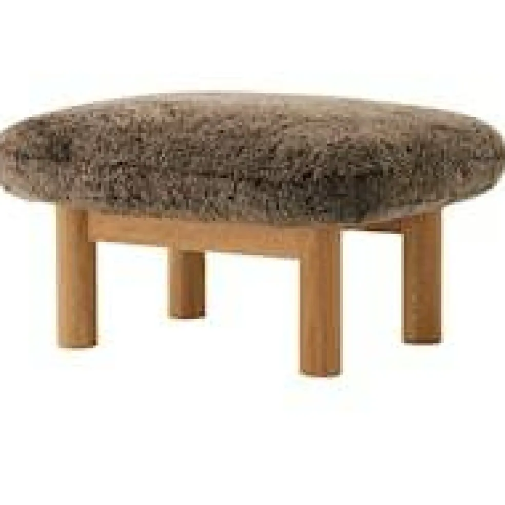 Brasilia Fåtölj Med Ottoman Naturlig Ek, Sheepskin Root
