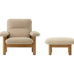 Brasilia Fåtölj Med Ottoman Naturlig Ek, Bouclé 02 Beige