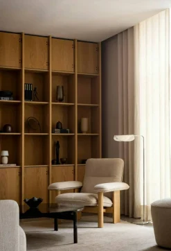 Brasilia Fåtölj Med Ottoman Naturlig Ek, Bouclé 02 Beige