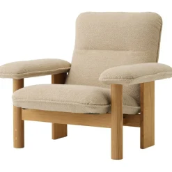 Brasilia Fåtölj Med Ottoman Naturlig Ek, Bouclé 02 Beige