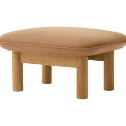 Brasilia Fåtölj Med Ottoman Naturlig Ek, Dunes Cognac 21004