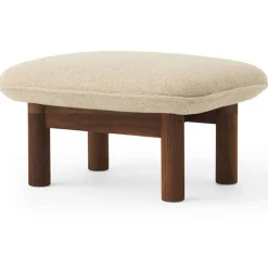 Brasilia Fåtölj Med Ottoman Walnut, Bouclé 02 Beige