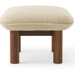 Brasilia Fåtölj Med Ottoman Walnut, Bouclé 02 Beige