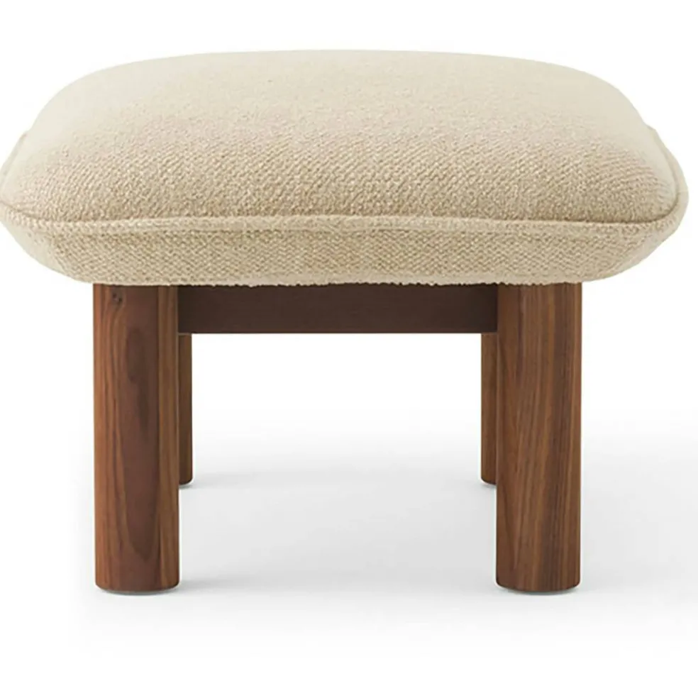 Brasilia Fåtölj Med Ottoman Walnut, Bouclé 02 Beige