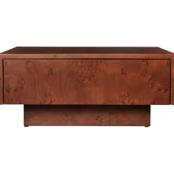 Burl Soffbord Med Förvaring 70x70 cm, Mörkbetsad Vrilträ