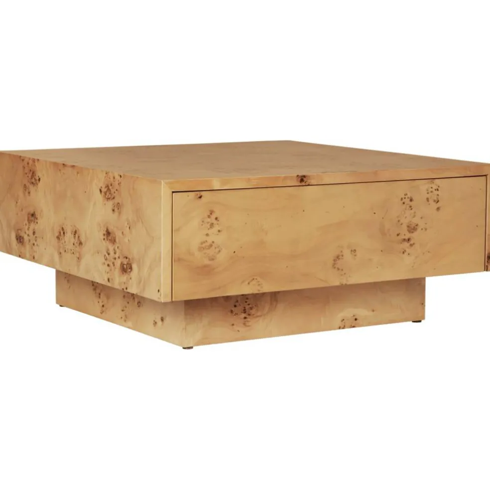 Burl Soffbord Med Förvaring 70x70 cm, Naturligt Vrilträ