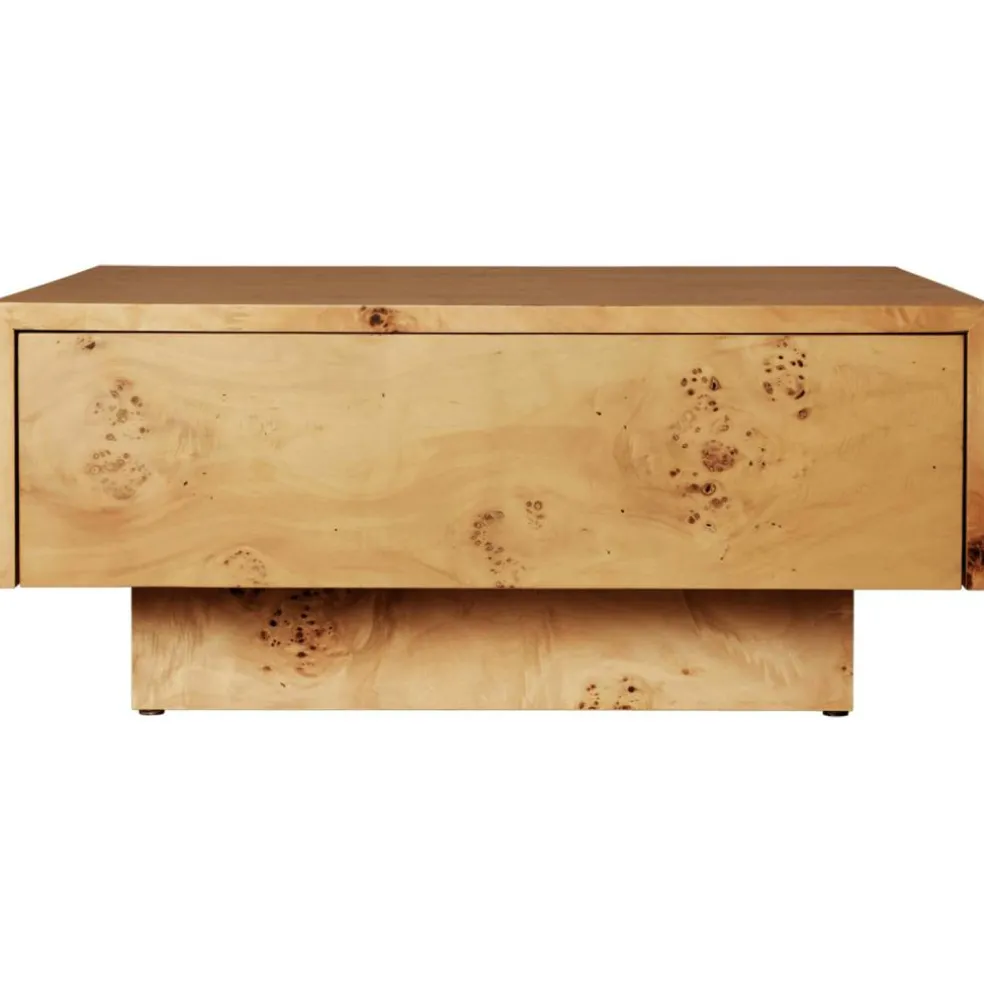 Burl Soffbord Med Förvaring 70x70 cm, Naturligt Vrilträ