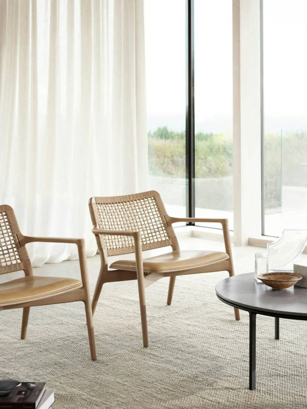 Cabin Loungefåtölj, Ljus Ek / Sand Läder