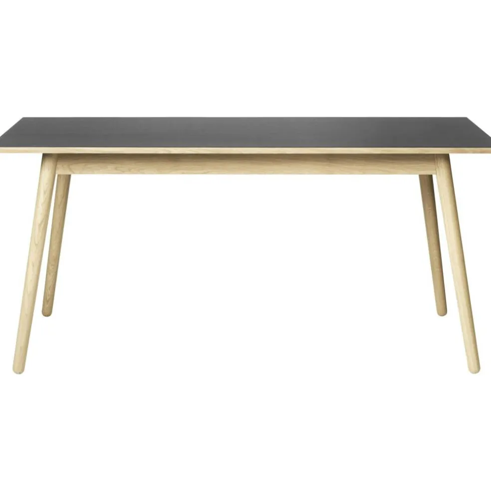 C35B Matbord 160 cm, Lackerad Ek / Svart Linoleum