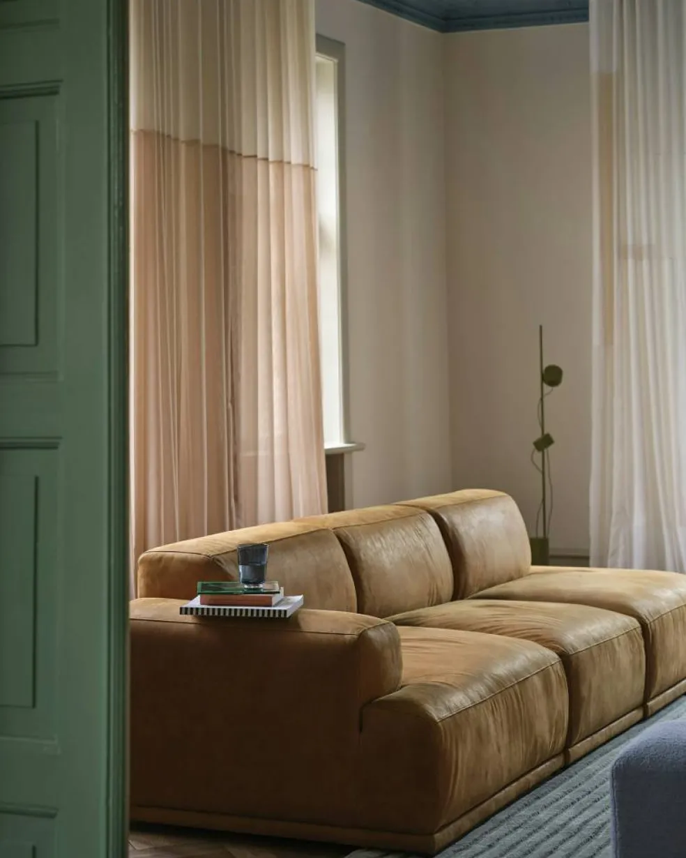 Connect Soft Modulär 3-sitssoffa Med Öppen Vänstersida, Grace Leather Cognac